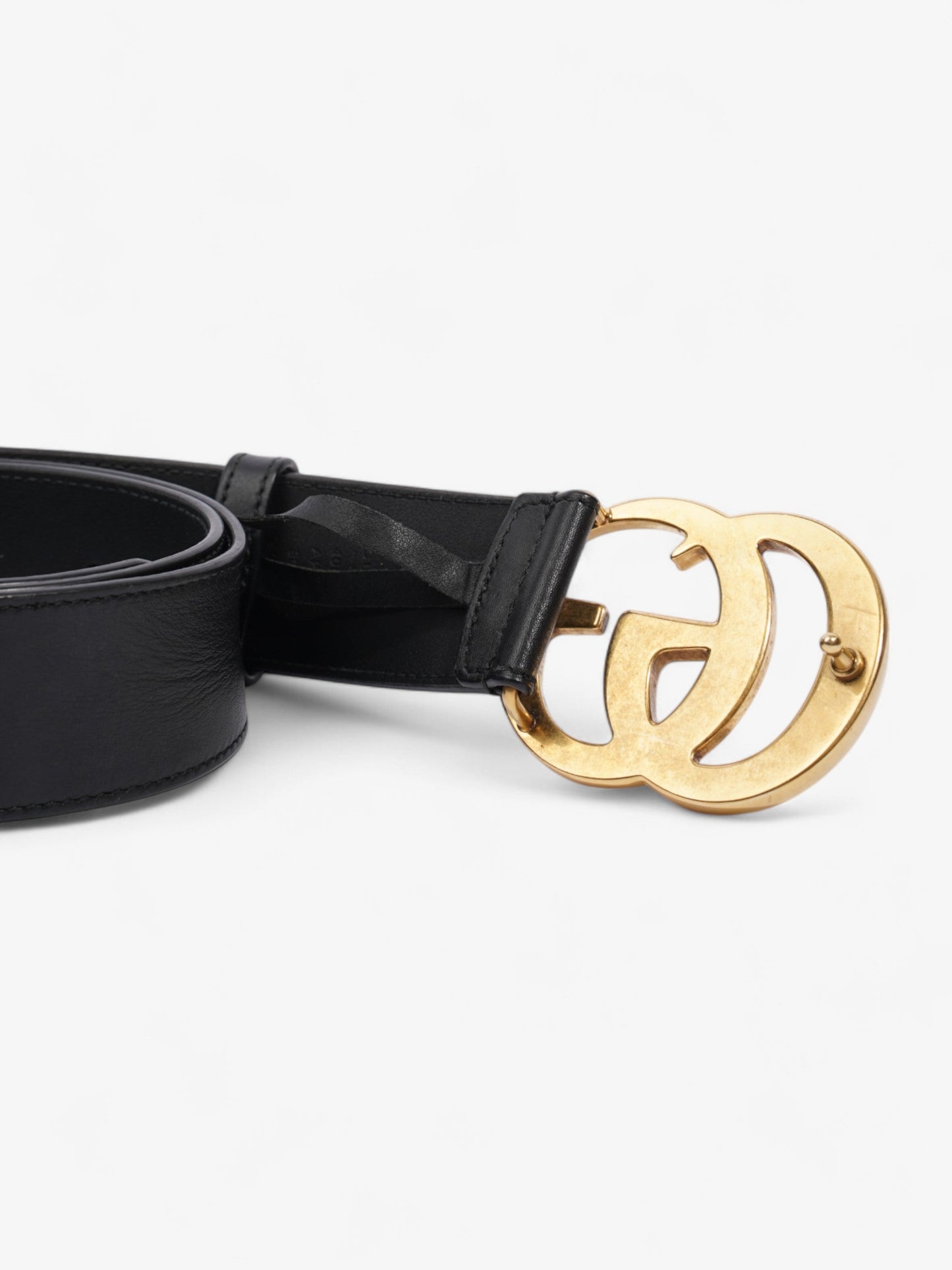 Gucci GG Marmont Wide Belt Black / Gold Leather 80cm / 32"