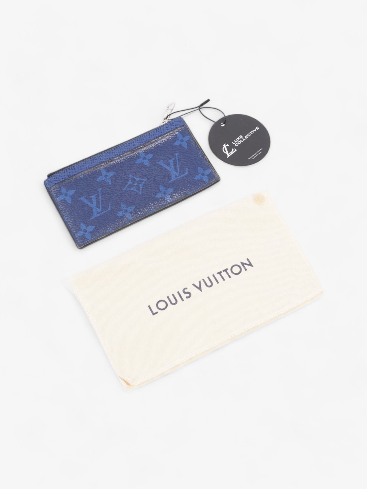 Louis Vuitton Coin Card Holder Navy Blue Leather