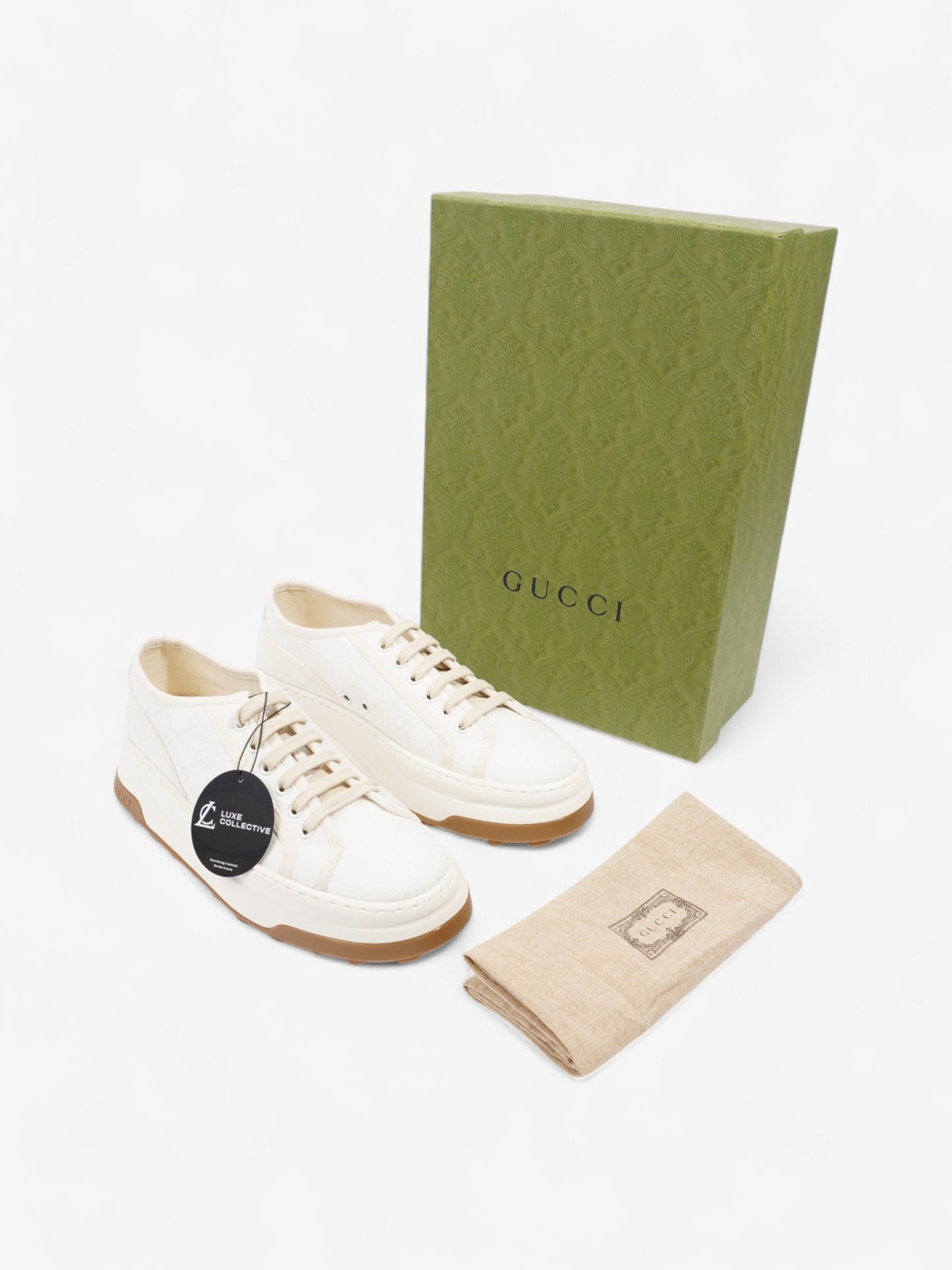 Gucci GG Tennis 1977 Platform Sneakers White  / Cream Canvas EU 41 UK 7