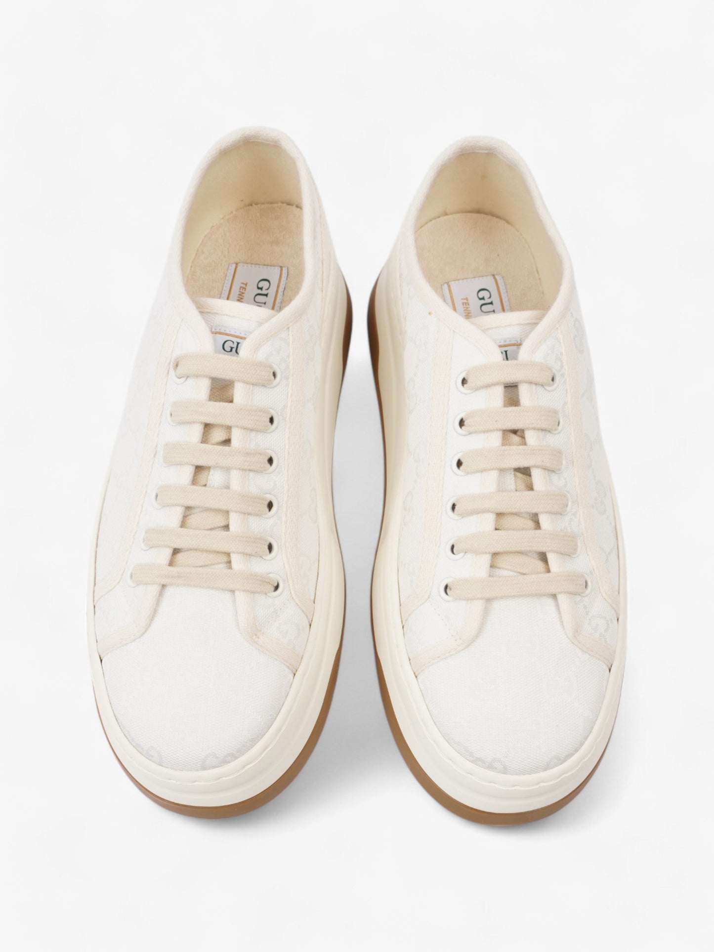 Gucci GG Tennis 1977 Platform Sneakers White  / Cream Canvas EU 41 UK 7