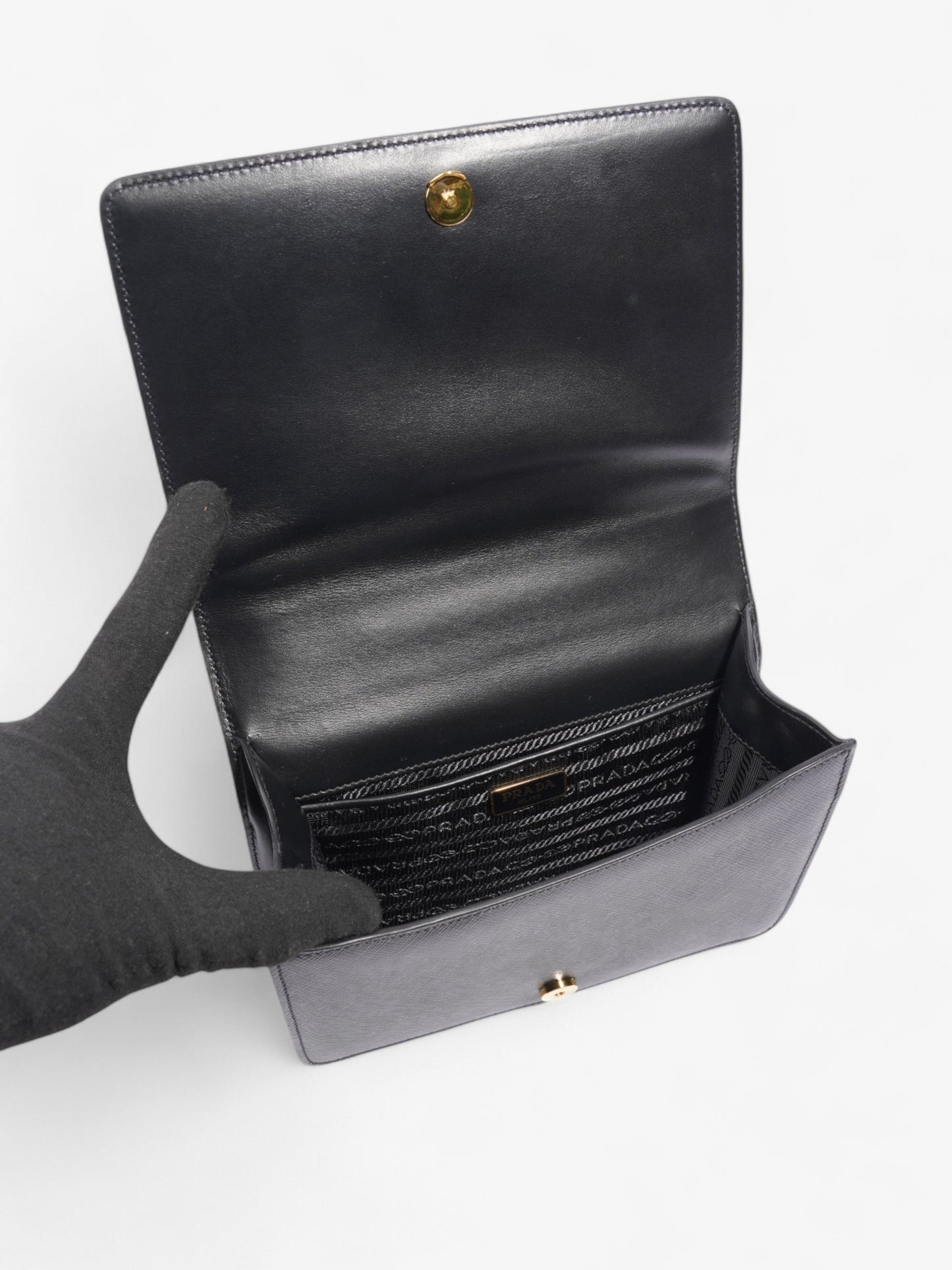 Prada Flap Crossbody Bag Black Saffiano Leather