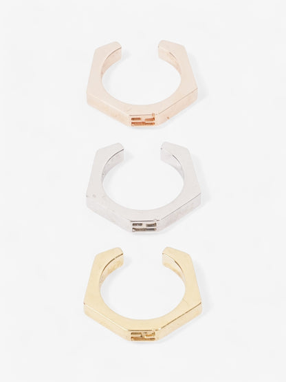 Fendi 3 Stack FF Rings Gold / Bronze / Silver Base Metal Medium (Circumference - 55mm)