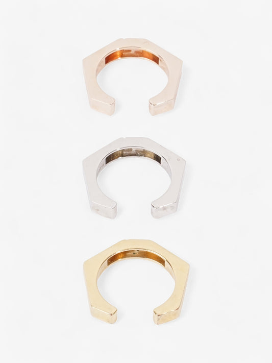 Fendi 3 Stack FF Rings Gold / Bronze / Silver Base Metal Medium (Circumference - 55mm)