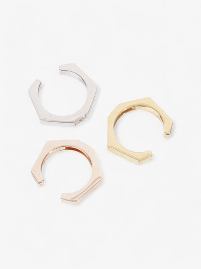 Fendi 3 Stack FF Rings Gold / Bronze / Silver Base Metal Medium (Circumference - 55mm)