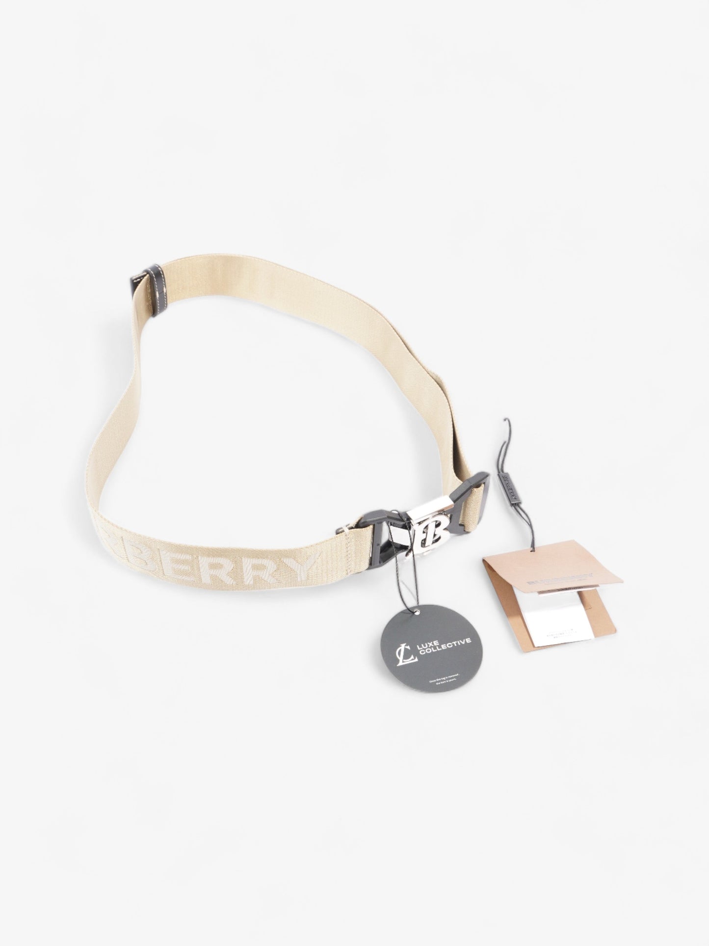 Burberry TB Sport Clip Belt Beige / Black Canvas 100cm 40"