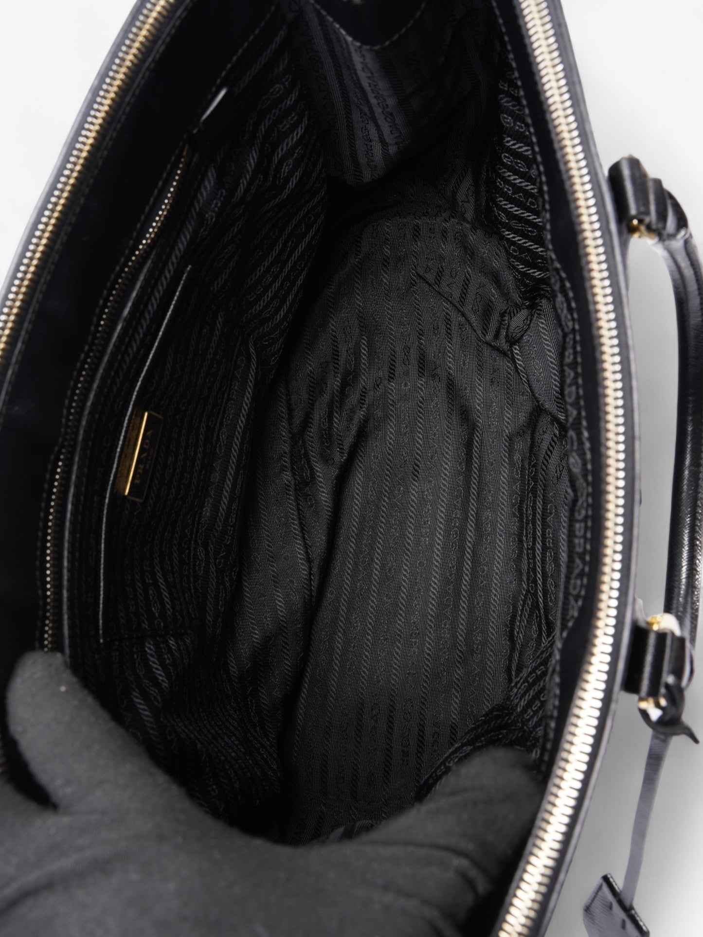 Prada Galleria Double Zip Tote Black Saffiano Leather
