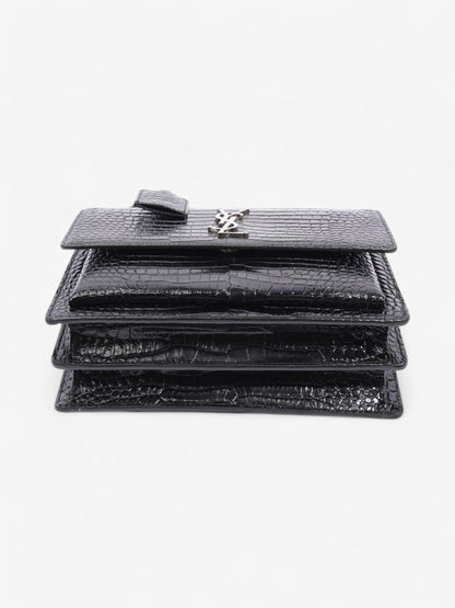 Saint Laurent Sunset Black Embossed Leather Medium