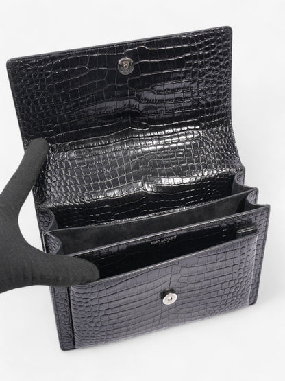 Saint Laurent Sunset Black Embossed Leather Medium