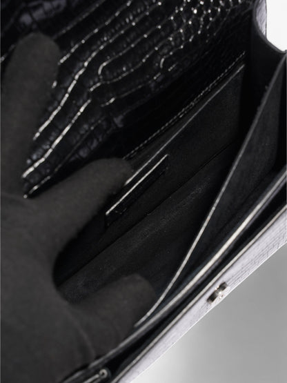 Saint Laurent Sunset Black Embossed Leather Medium