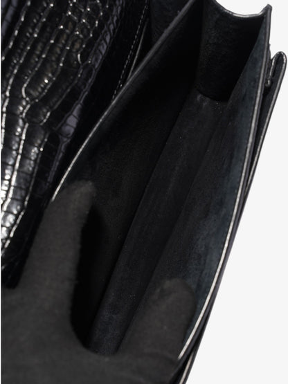 Saint Laurent Sunset Black Embossed Leather Medium