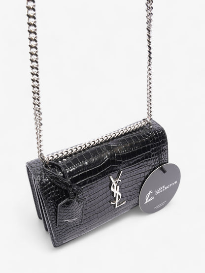 Saint Laurent Sunset Black Embossed Leather Medium