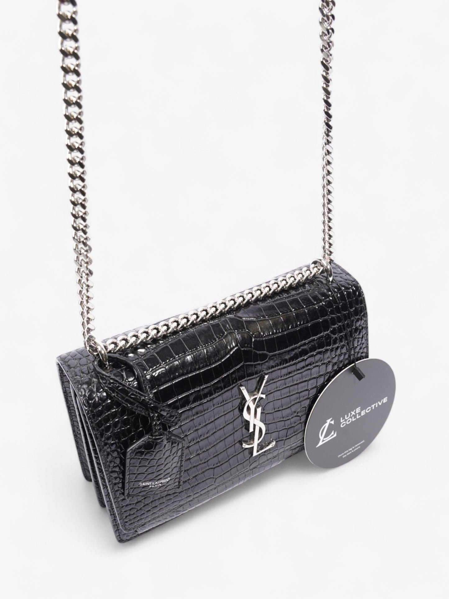 Saint Laurent Sunset Black Embossed Leather Medium