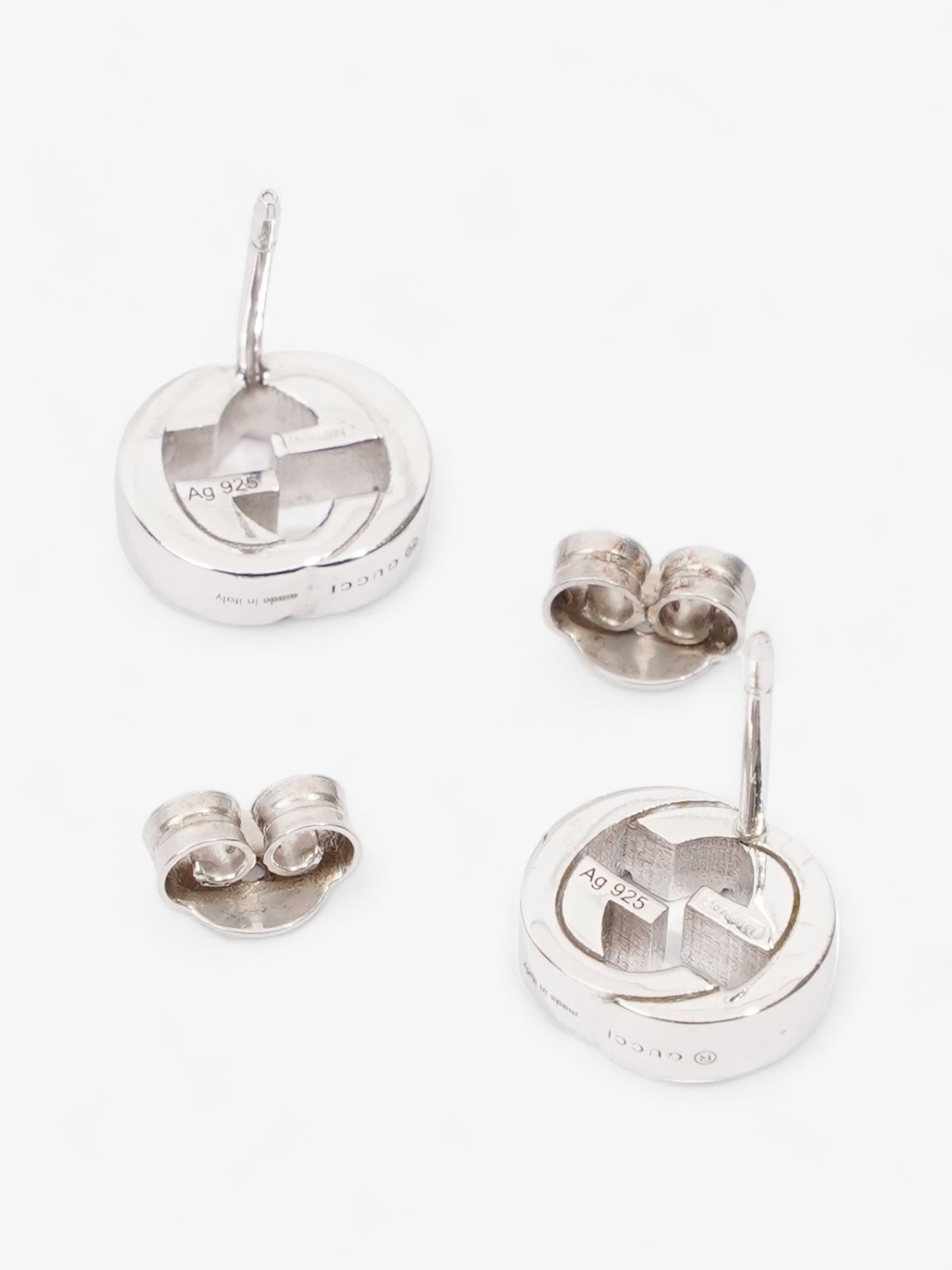 Gucci Interlocking Earrings Silver Silver Sterling