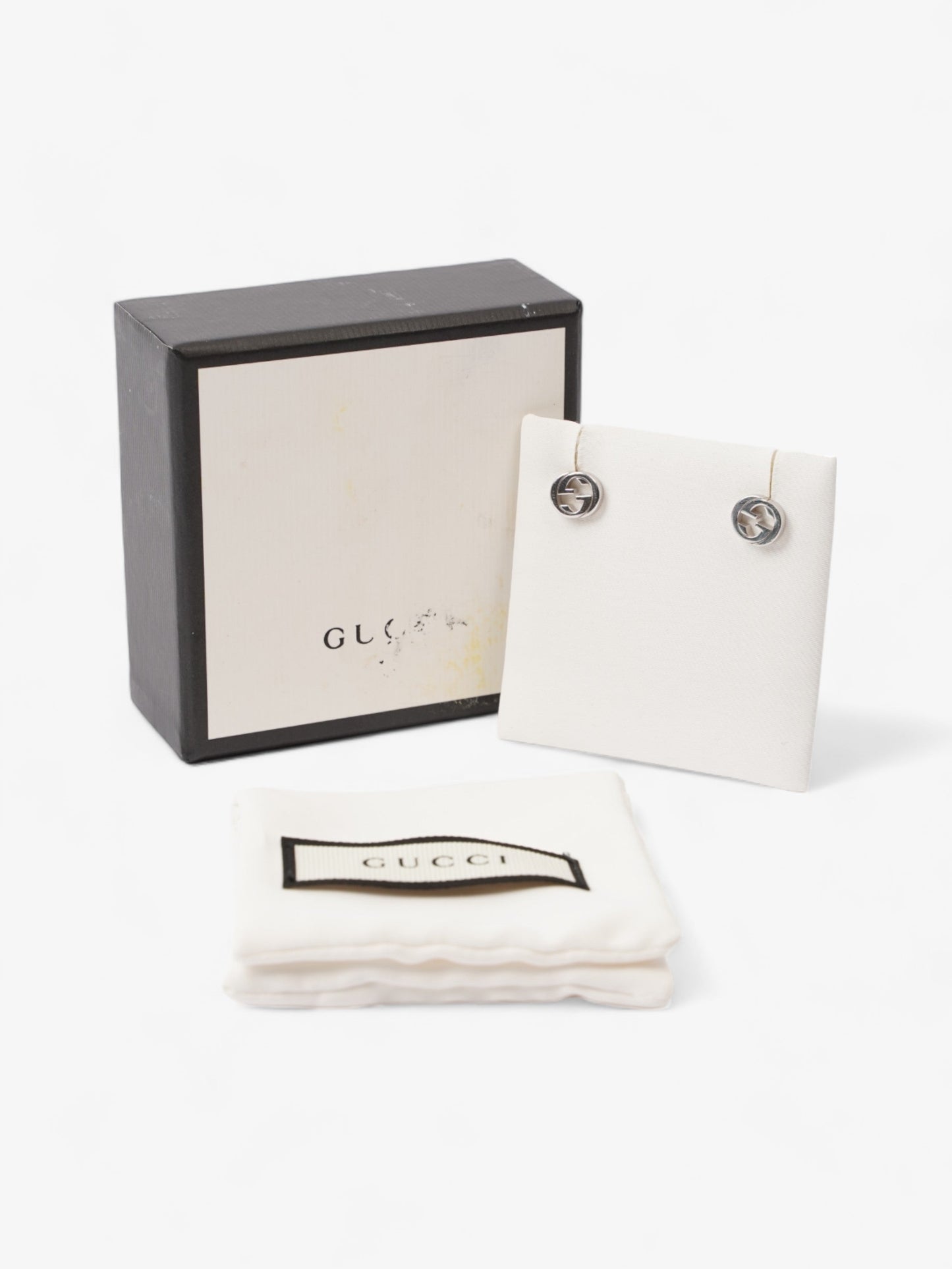 Gucci Interlocking Earrings Silver Silver Sterling