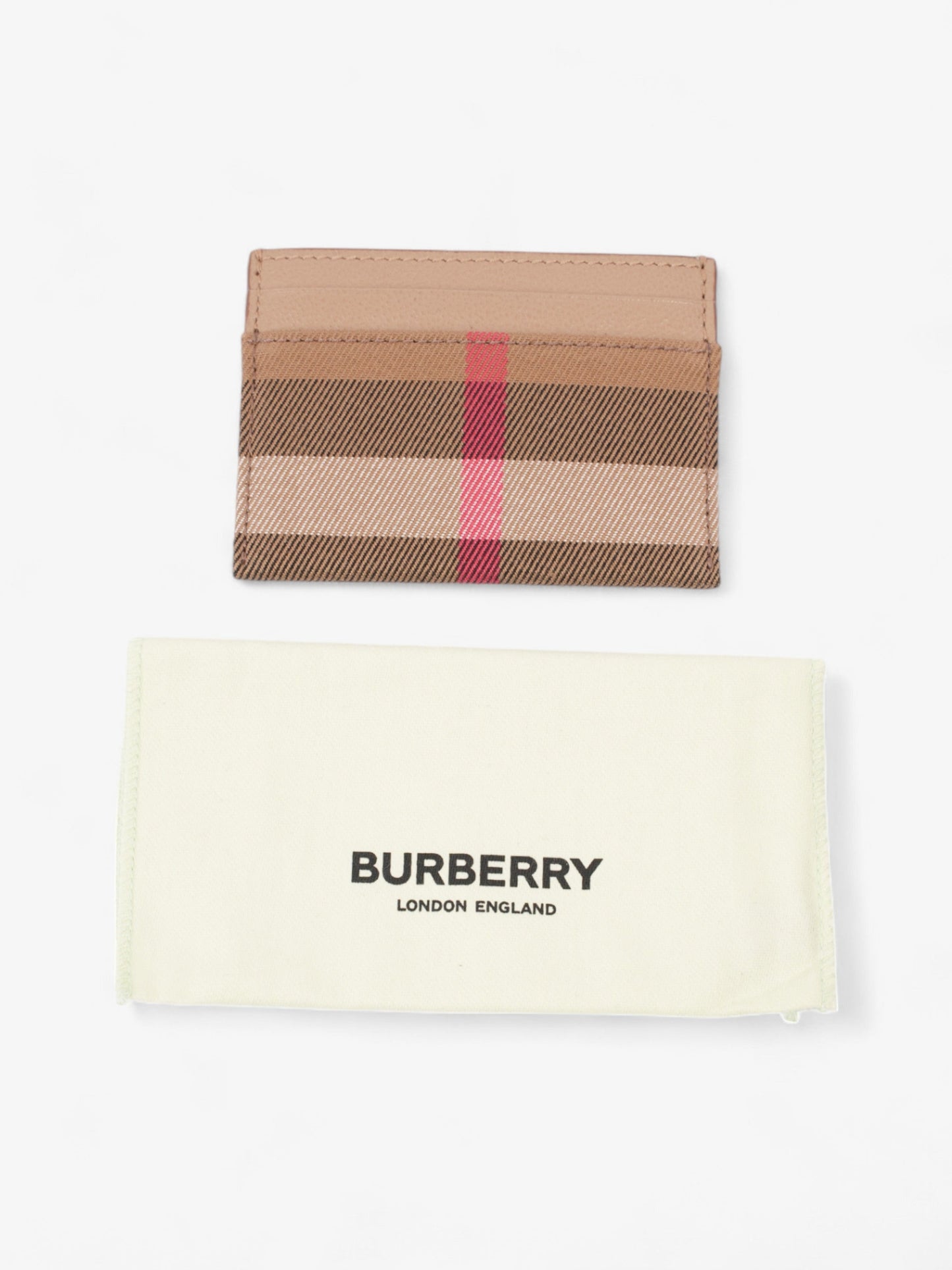 Burberry Check Card Case Chestnut Brown / House Check Cotton