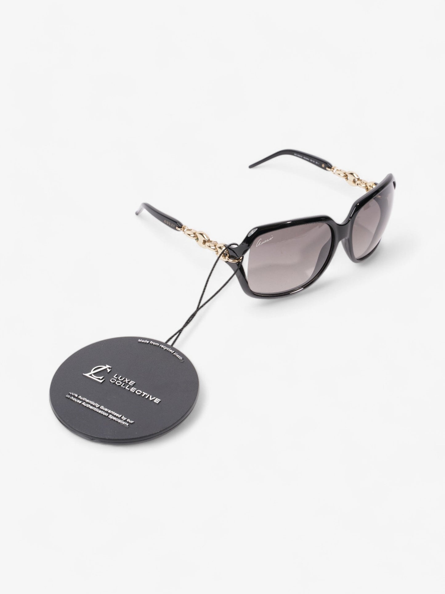 Gucci Chain Sunglasses Black / Gold Acetate 115mm