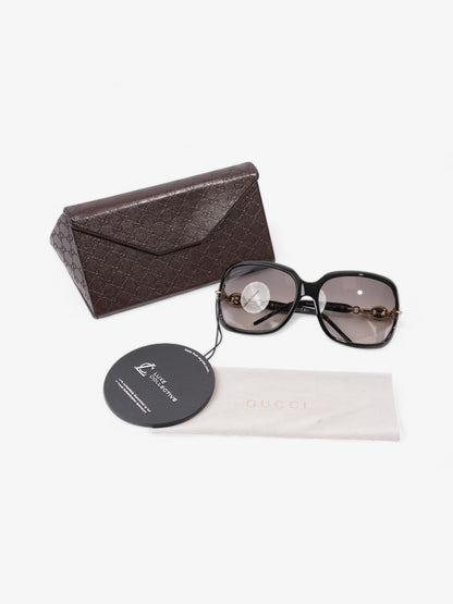 Gucci Chain Sunglasses Black / Gold Acetate 115mm