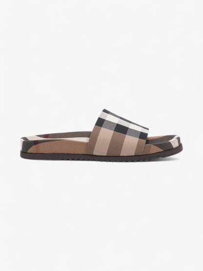 Burberry Checkered Sliders Brown / White / Black Canvas EU 43 UK 9
