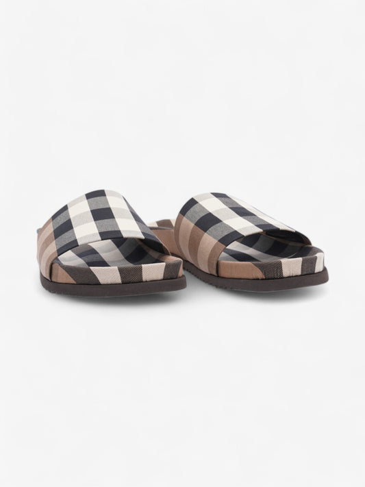 Burberry Checkered Sliders Brown / White / Black Canvas EU 43 UK 9