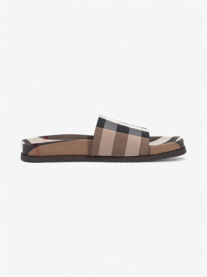 Burberry Checkered Sliders Brown / White / Black Canvas EU 43 UK 9