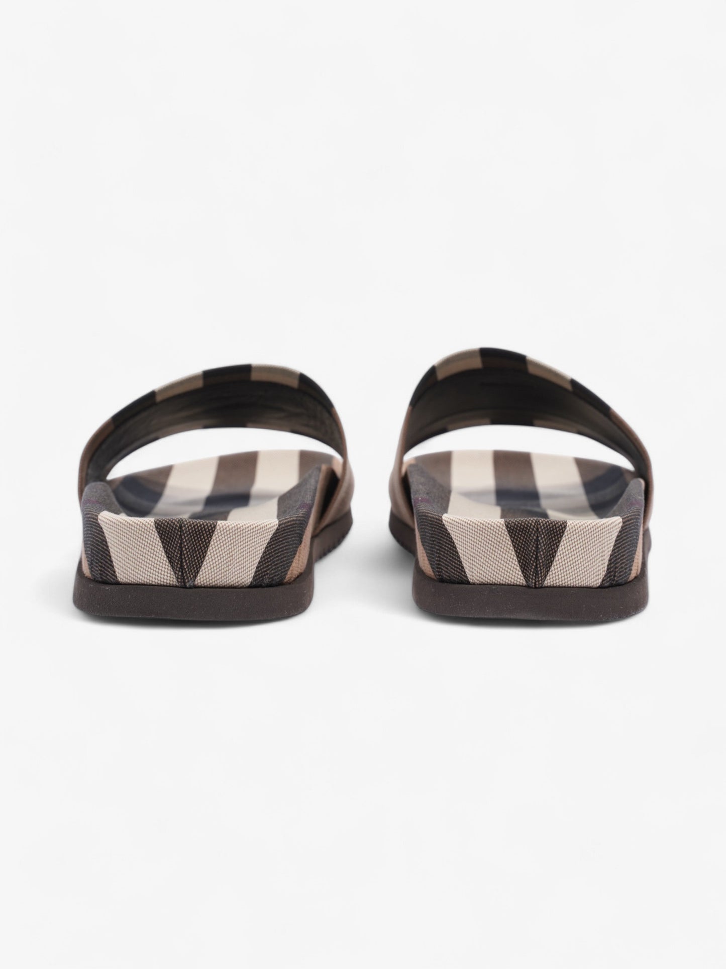 Burberry Checkered Sliders Brown / White / Black Canvas EU 43 UK 9