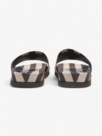 Burberry Checkered Sliders Brown / White / Black Canvas EU 43 UK 9
