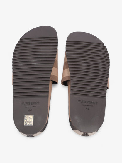 Burberry Checkered Sliders Brown / White / Black Canvas EU 43 UK 9