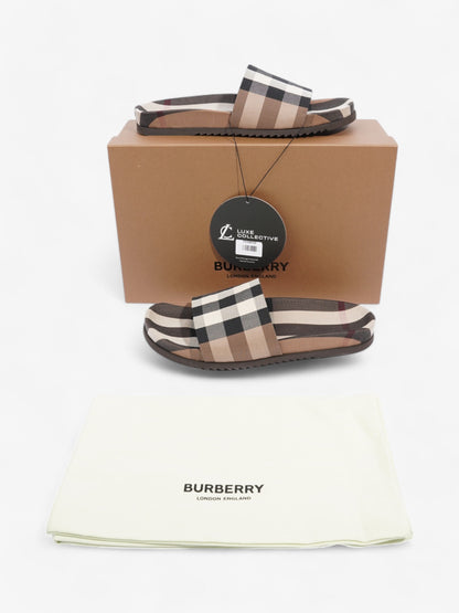 Burberry Checkered Sliders Brown / White / Black Canvas EU 43 UK 9