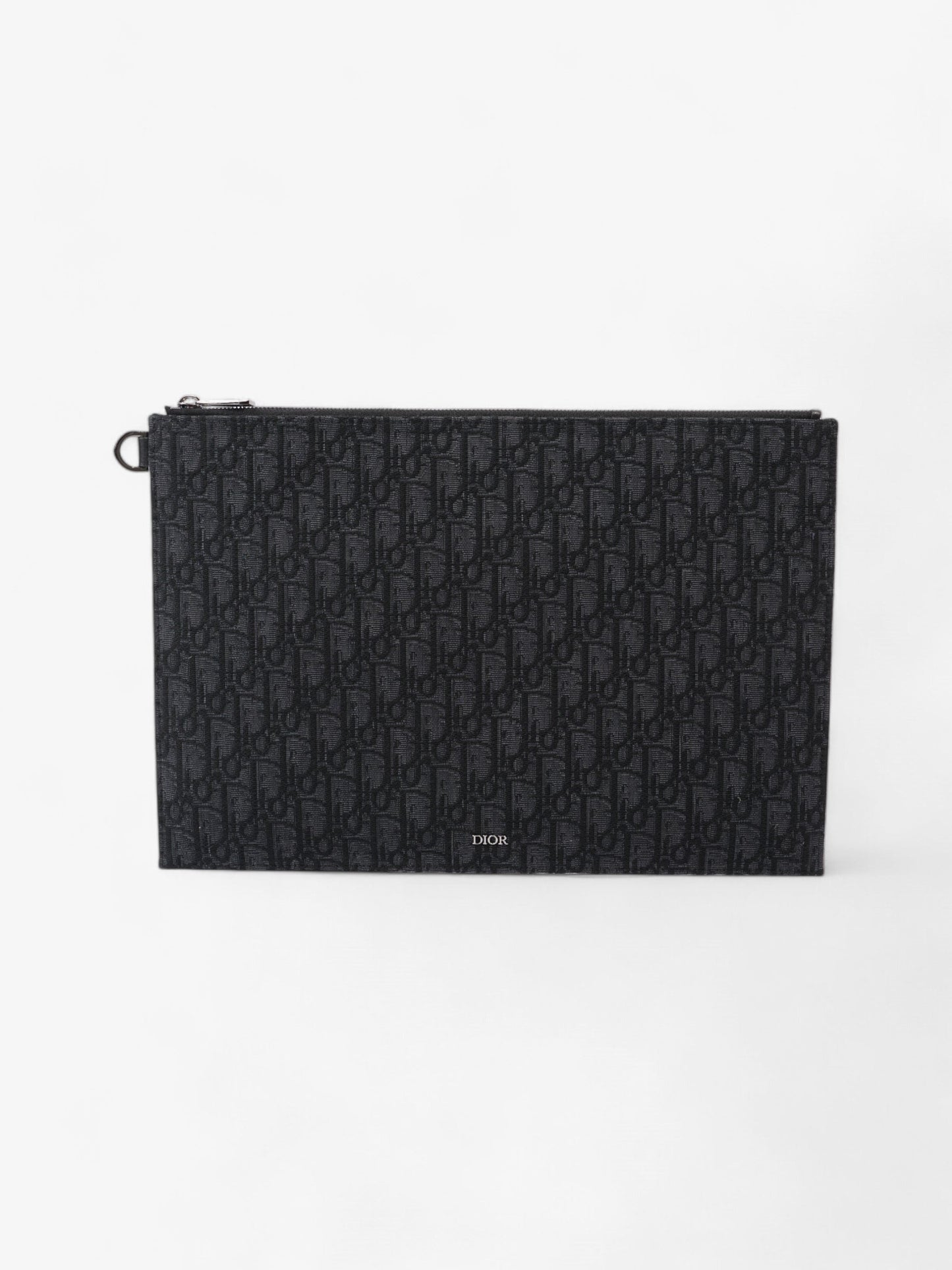 Christian Dior A4 Pouch Black Oblique Cotton