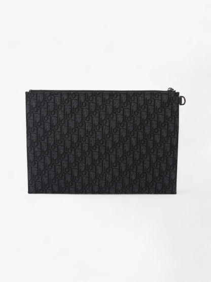 Christian Dior A4 Pouch Black Oblique Cotton