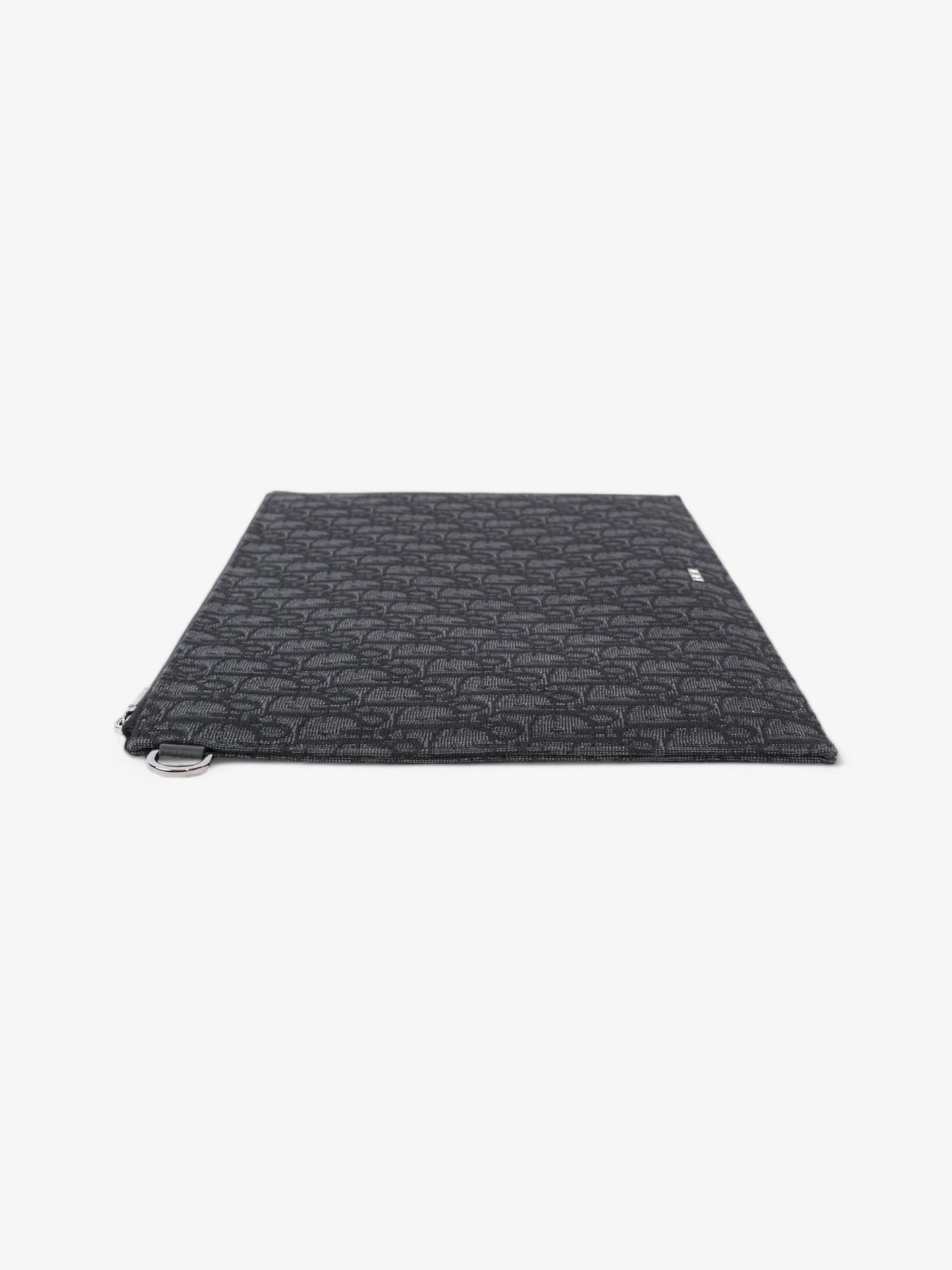 Christian Dior A4 Pouch Black Oblique Cotton
