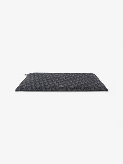 Christian Dior A4 Pouch Black Oblique Cotton