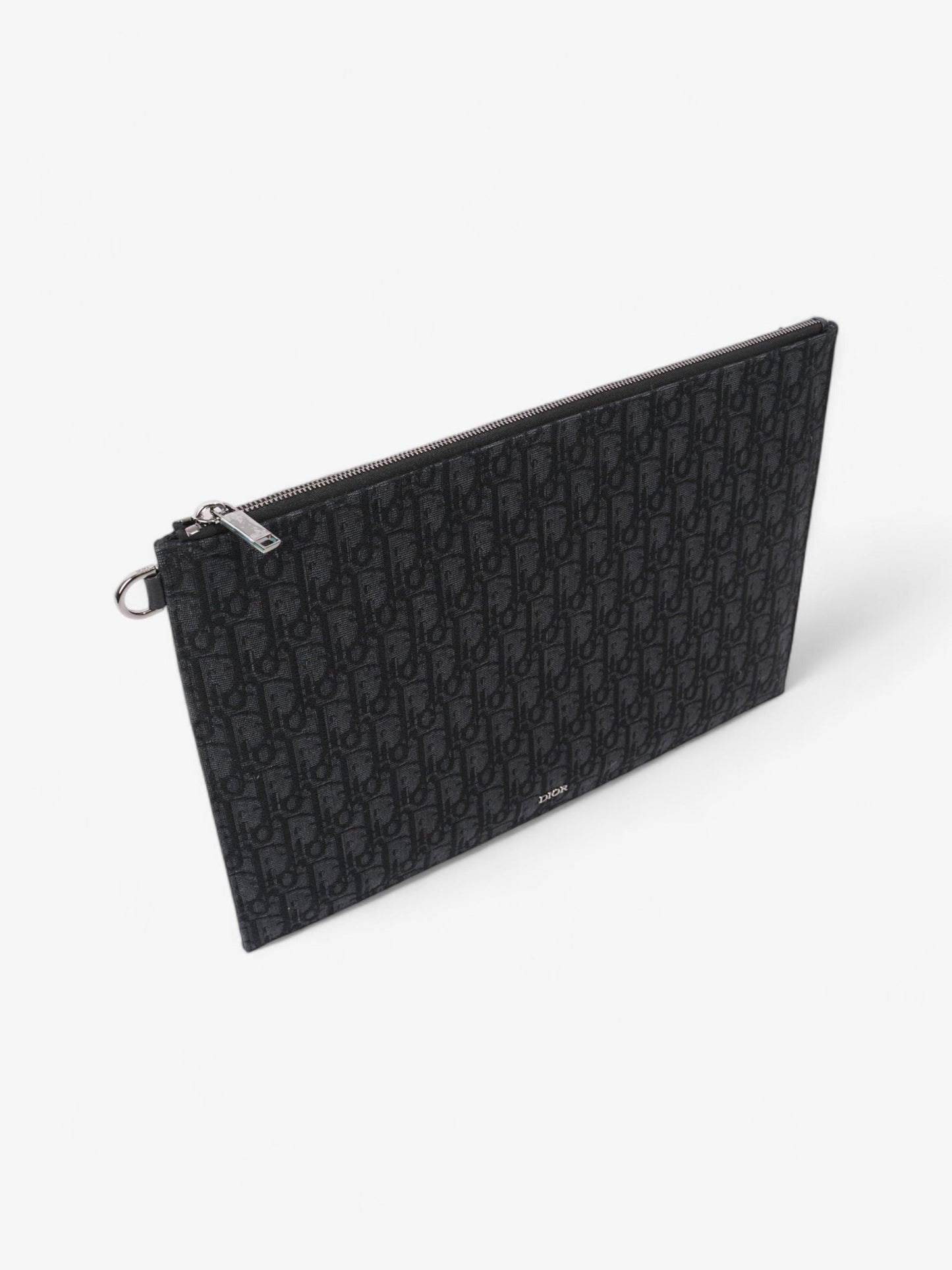 Christian Dior A4 Pouch Black Oblique Cotton