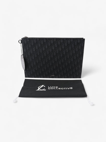 Christian Dior A4 Pouch Black Oblique Cotton