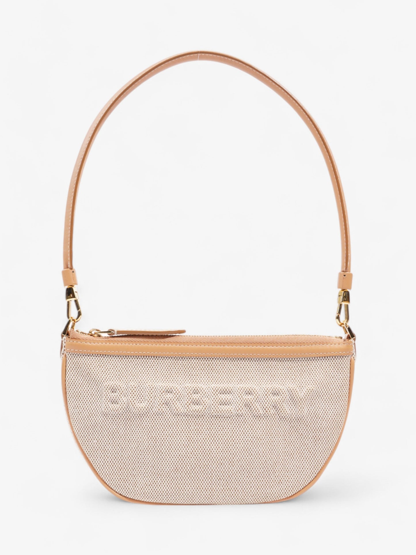 Burberry Olympia Logo Shoulder Bag Beige Cotton
