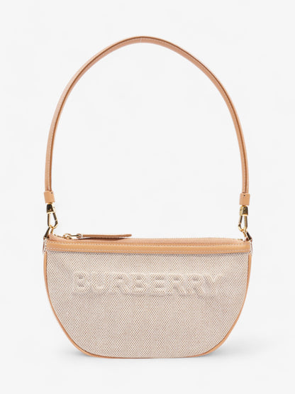 Burberry Olympia Logo Shoulder Bag Beige Cotton
