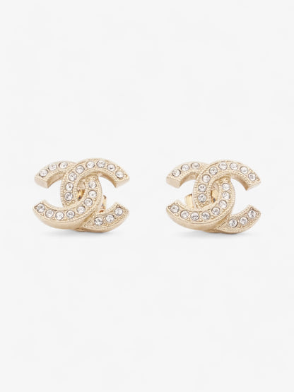 Chanel Rhinestone CC Logo Earring Gold Base Metal
