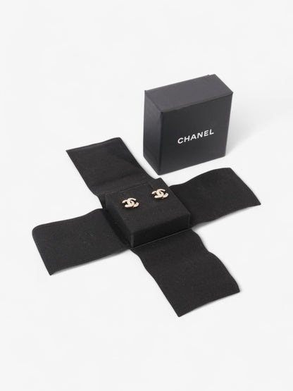 Chanel Rhinestone CC Logo Earring Gold Base Metal