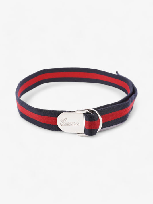 Gucci Stripe Buckle Belt Red / Navy Canvas 100cm 40"