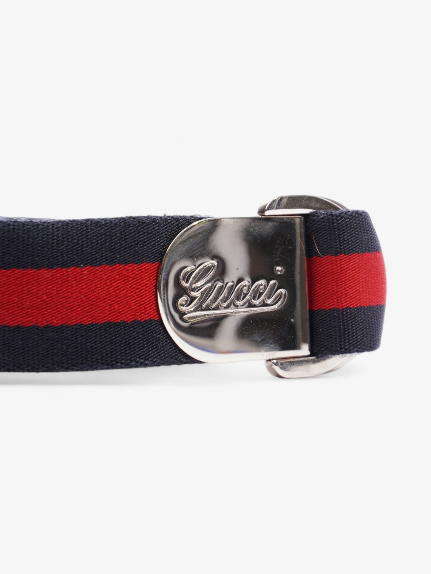Gucci Stripe Buckle Belt Red / Navy Canvas 100cm 40"