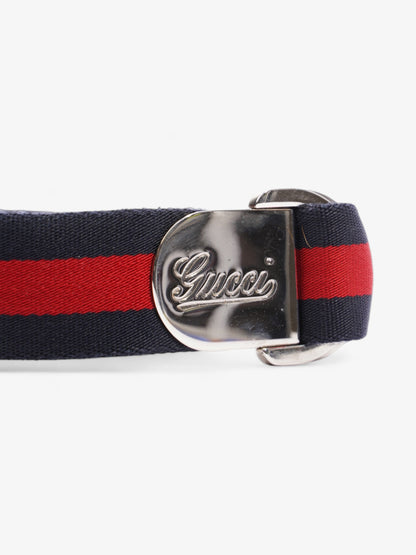 Gucci Stripe Buckle Belt Red / Navy Canvas 100cm 40"