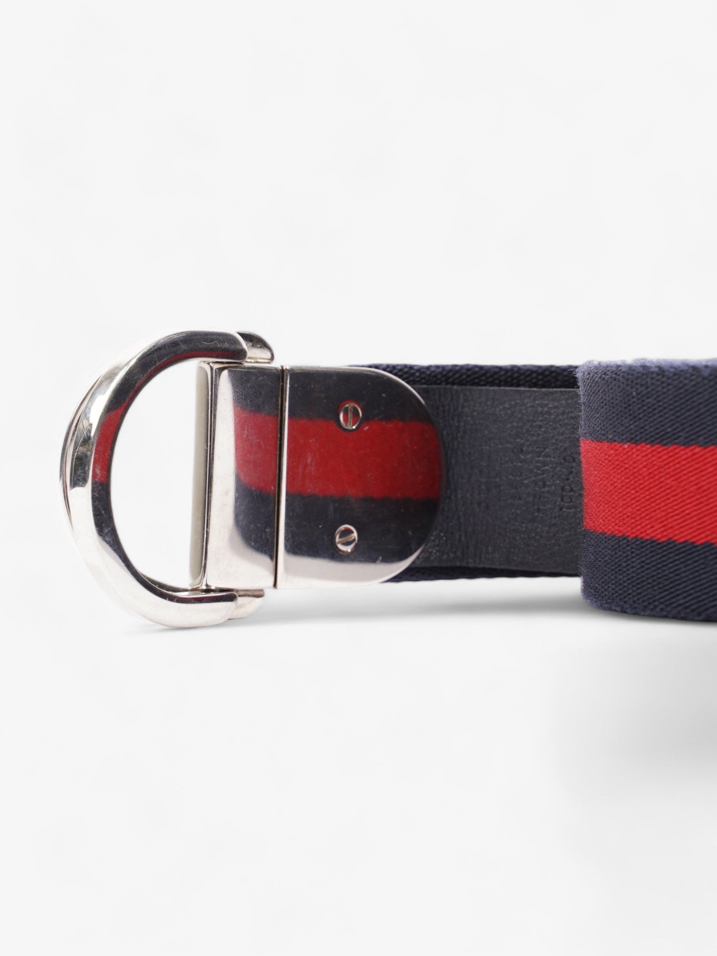 Gucci Stripe Buckle Belt Red / Navy Canvas 100cm 40"
