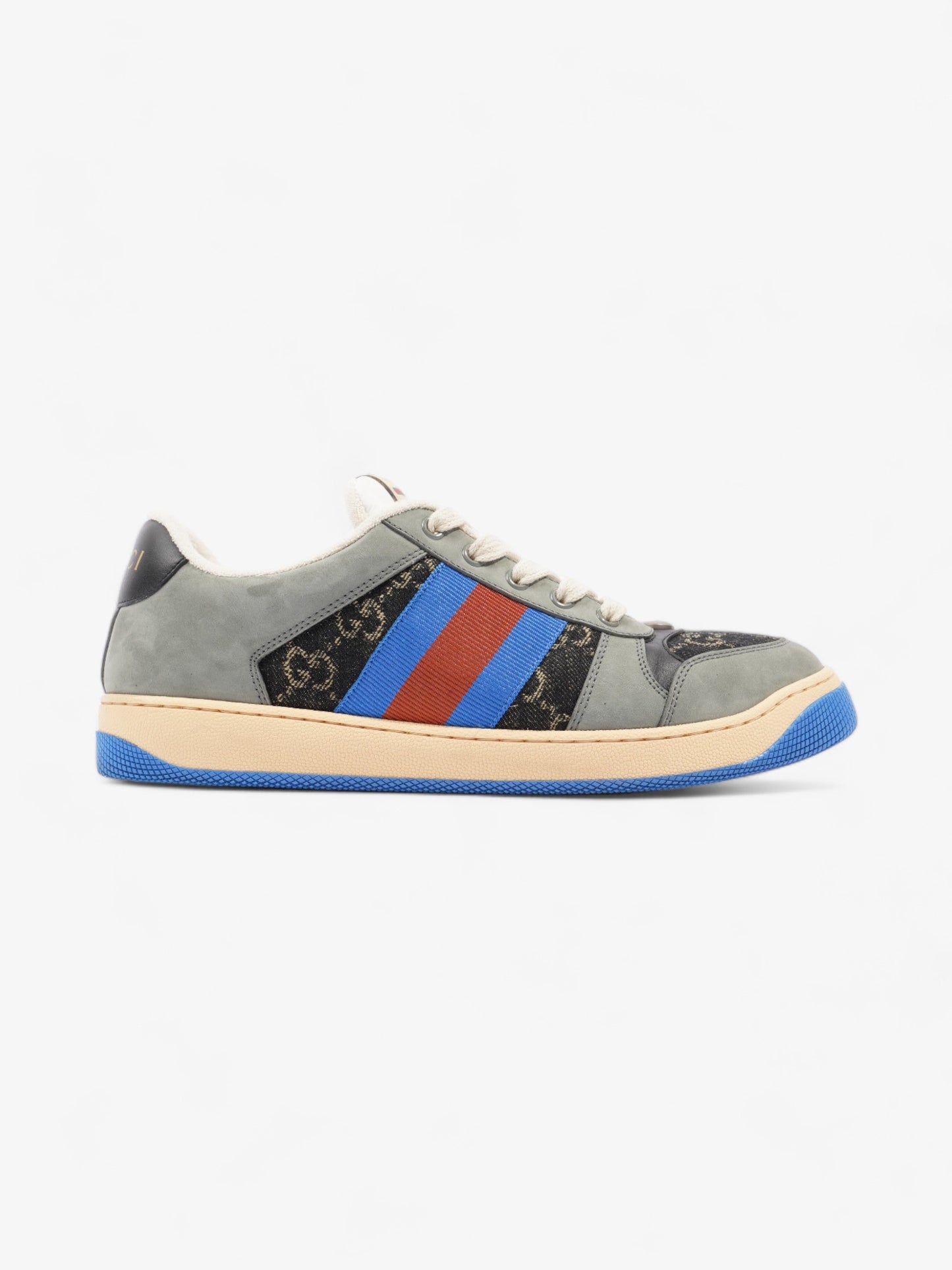 Gucci Screener Sneakers Black Monogram  / Grey / Blue Canvas EU 41 UK 7