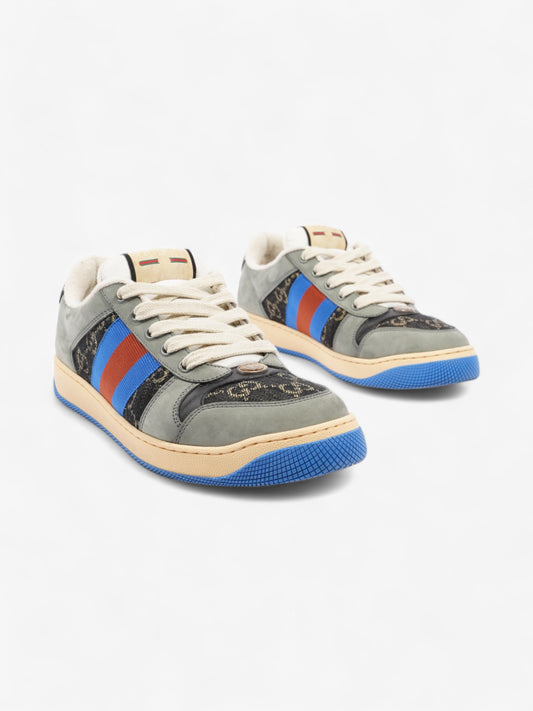 Gucci Screener Sneakers Black Monogram  / Grey / Blue Canvas EU 41 UK 7