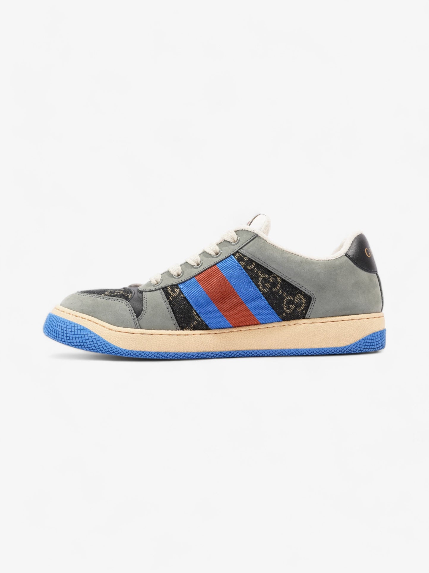 Gucci Screener Sneakers Black Monogram  / Grey / Blue Canvas EU 41 UK 7