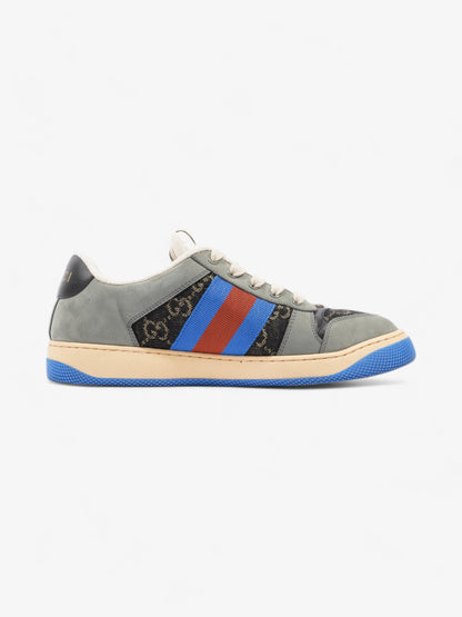 Gucci Screener Sneakers Black Monogram  / Grey / Blue Canvas EU 41 UK 7