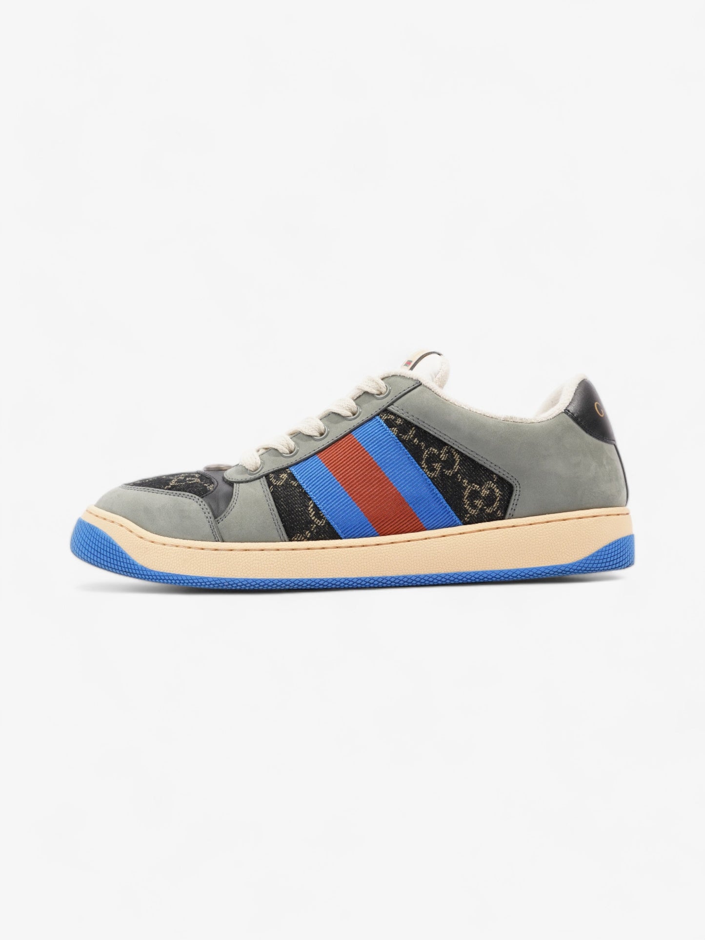 Gucci Screener Sneakers Black Monogram  / Grey / Blue Canvas EU 41 UK 7