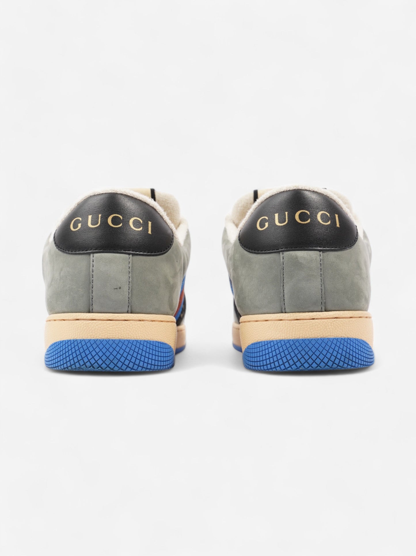 Gucci Screener Sneakers Black Monogram  / Grey / Blue Canvas EU 41 UK 7