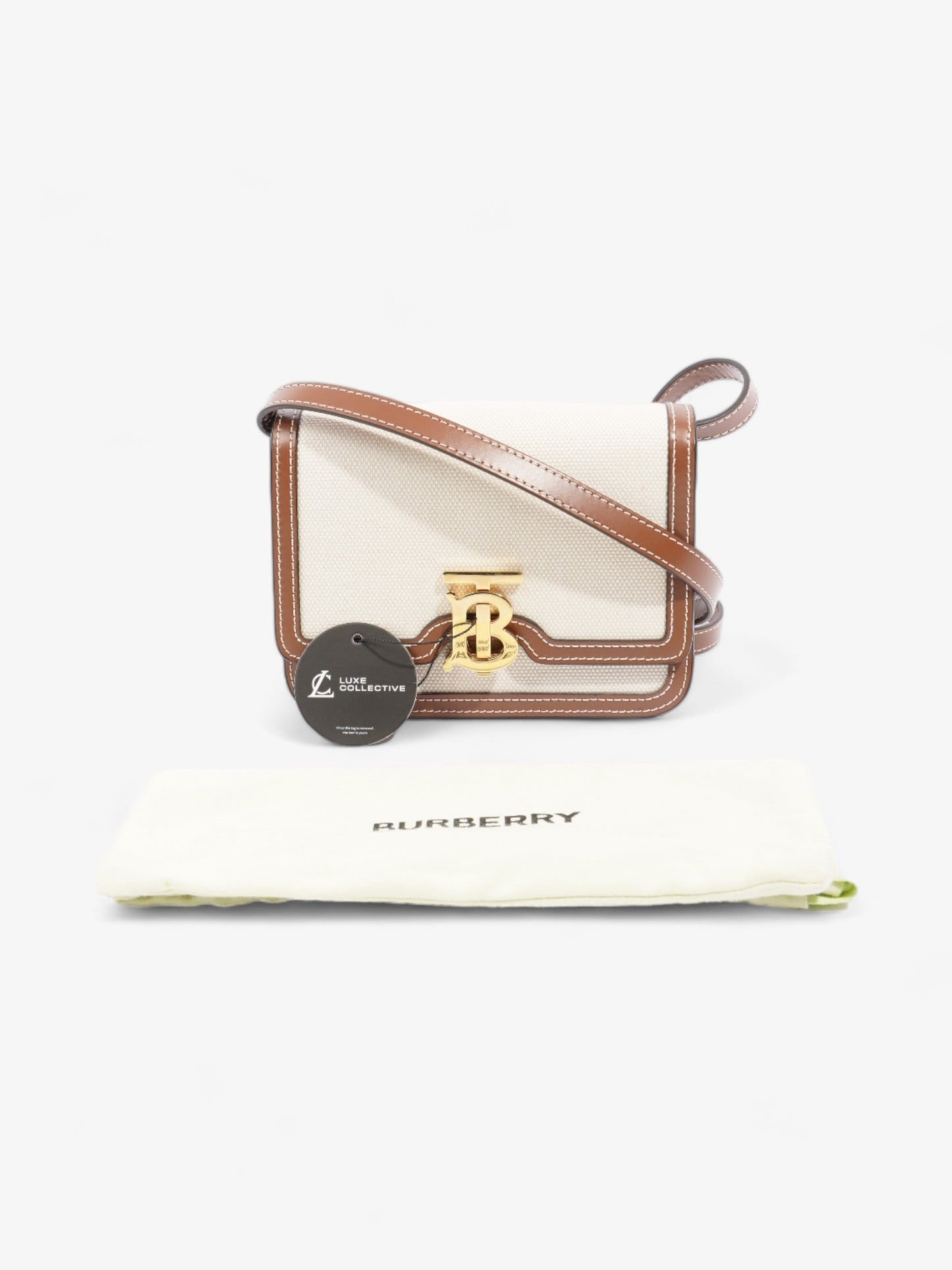 Burberry TB Bag Natural / Malt Brown Cotton Mini