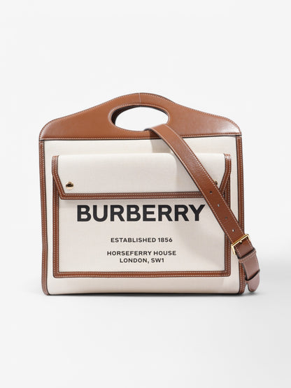 Burberry Pocket Bag White / Brown / Black Cotton Medium